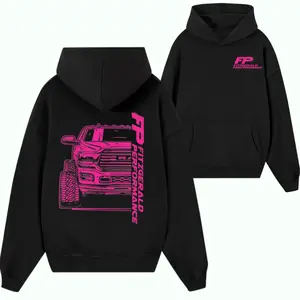 FP Fitzgerald Performance Pink Truck Graphic Hoodie, Lifted Pickup Automotive Streetwear Pullover Hoodie for Truck Enthusiasts