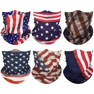 Haute Hooks Blue Red Flag 6-pack neck mask seamless bandana for men and women Rave face mask scarf face mask balaclava headband bandana headwear