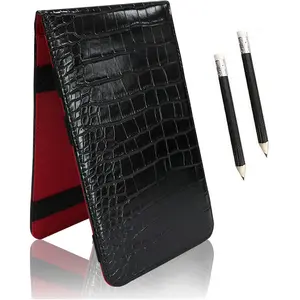 Deluxe Pocket Score Card Covers Leather Yardage Books - Golf Scorecard Holder with 2 Free Pencils Value Pack - Gift for Men & Women Golfers
