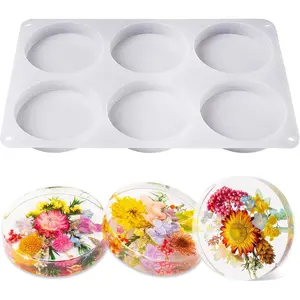 Extra Deep Resin Coaster Silicone Molds, 4 Inches Large 6 Cavity Round Epoxy Molds for Resin, for Cup Mats DIY Craft