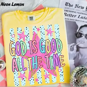 Comfort Colors God Is Good Shirt, Preppy Christian Graphic Tee, Striped Faith T-Shirt, Inspirational Religious Top, Christian Gift For Her
