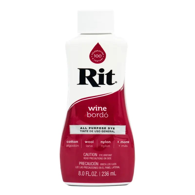 RIT All-Purpose Durable Fabric Dye DIY Kit - 8.0 fl oz Wine, Non-Toxic, Deep Elegant Color Result, Custom Look for Crafts, Household Items, Cotton, Wool, Silk, Nylon, Rayon