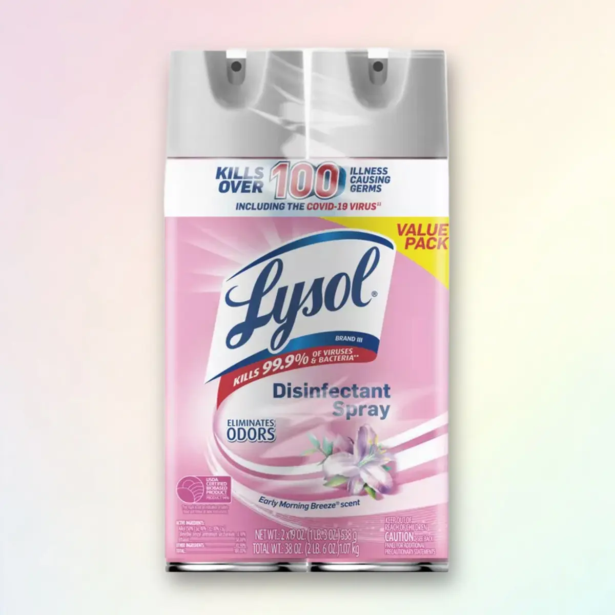 Lysol Early Morning Breeze Disinfectant Spray 19oz 2ct - for Home Office, 2 Pack, Kills Germs