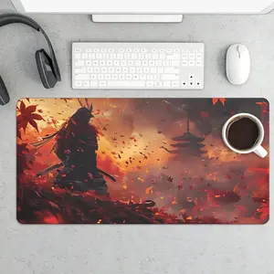Red Leaf Samurai Mouse Pad Anti Slip Rubber Base for Gamers Computers Laptops and Desks Excellent Gift for Gamers