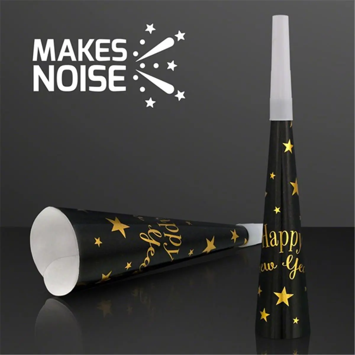 212 MAIN Non-Light Up Paper Horn Holiday Noisemaker - Pack of 6, Party Accessory, Sparkler Alternative, Farm Animal & Poultry Toy Gift, New Year's Eve Celebration Supply, Alternative To Injurious Sparklers