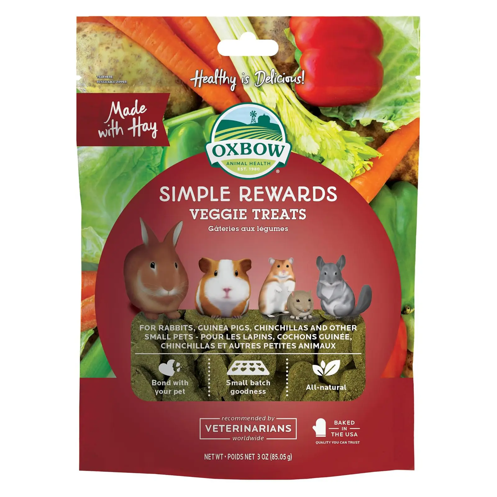 Oxbow Simple Rewards Guinea Pig & Rabbit Treats, Veggie, Baked, 3 oz Timothy Hay, Bunny Treats, Hamster Treats, Chinchilla, Guinea Pig Snack, Rabbit Enrichment, Rabbit Accessories, Essentials