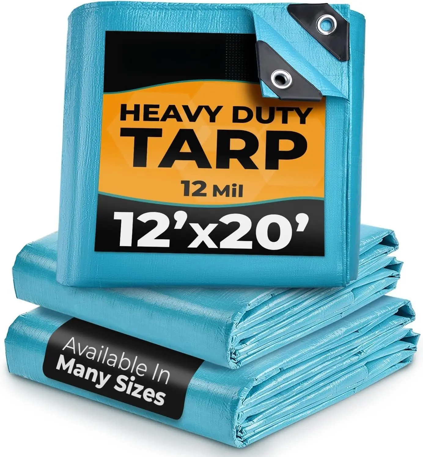 12'x20' 12 mil Thick Blue Synthetic Heavy Duty Rain Cloth - Waterproof, Wear-Resistant, UV-Resistant, Rip-Proof with Metal Grommets, Easy to Install Home Supply for Outdoors, Boat, Indoors