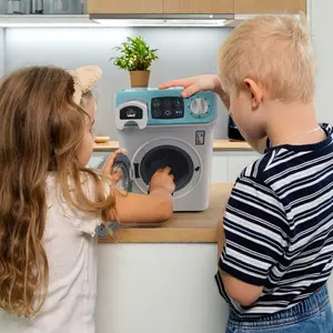 Kids Washing Machine Toy Set, Realistic Sound & Lights, Rotating Drum, Pretend Play Appliance, Suitable for Boys & Girls