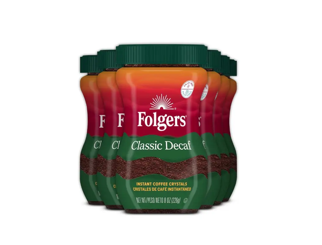 (6 pack) Folgers Classic Decaf Instant Coffee, 8 oz Jar