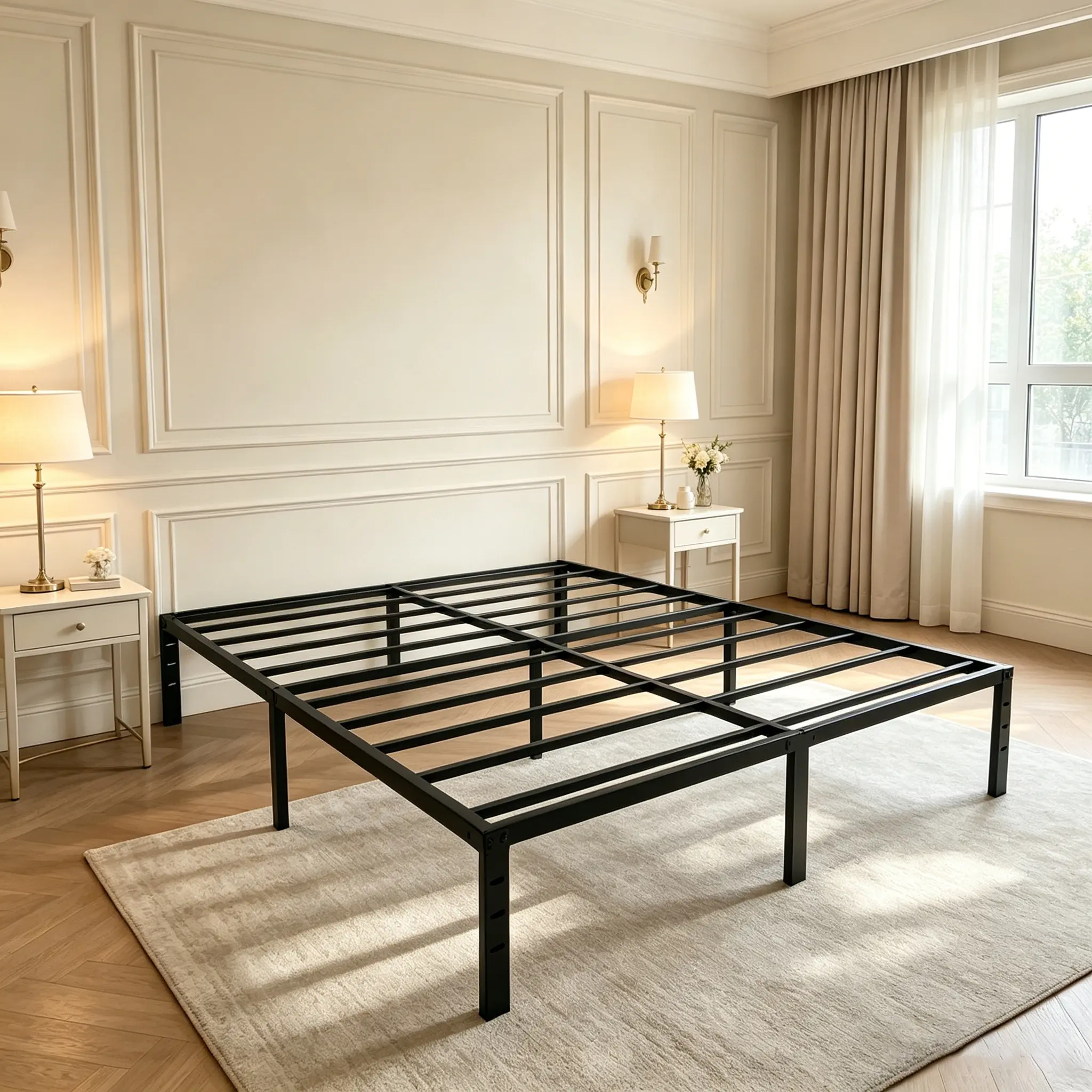 Edenza-Bed Frames, 14 Inch  16 Inch  18 Inch Heavy Duty Metal Platform Bed Frame Twin Full Queen King Size Support Up to 3500 lbs, No Box Spring Needed/No Shaking/Steel Slat Support/Noise Free/Easy Assembly Furniture Bedroom