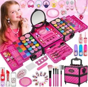 Mother Day Gift 99 Pcs Kids Makeup Kit for Girls, Princess Toys Real Washable Cosmetics Set with Mirror,Rings, Necklace, Perfect for 3 4 5 6 7 8 Year Old Girls Birthday