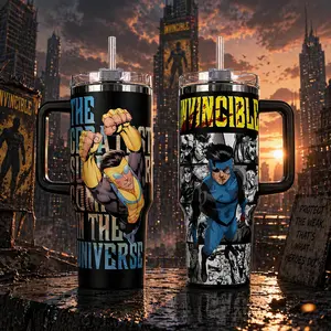 STORMMECH 40oz Handle Tumbler - Invincible Mark Grayson #1 Leakyproof Insulated Stainless Steel Beverage Bottle, Washable Vacuum Insulation Flask with Lid, Smoothie Tumbler Mug, Anime Otaku Gift Kitchenware Drinkware