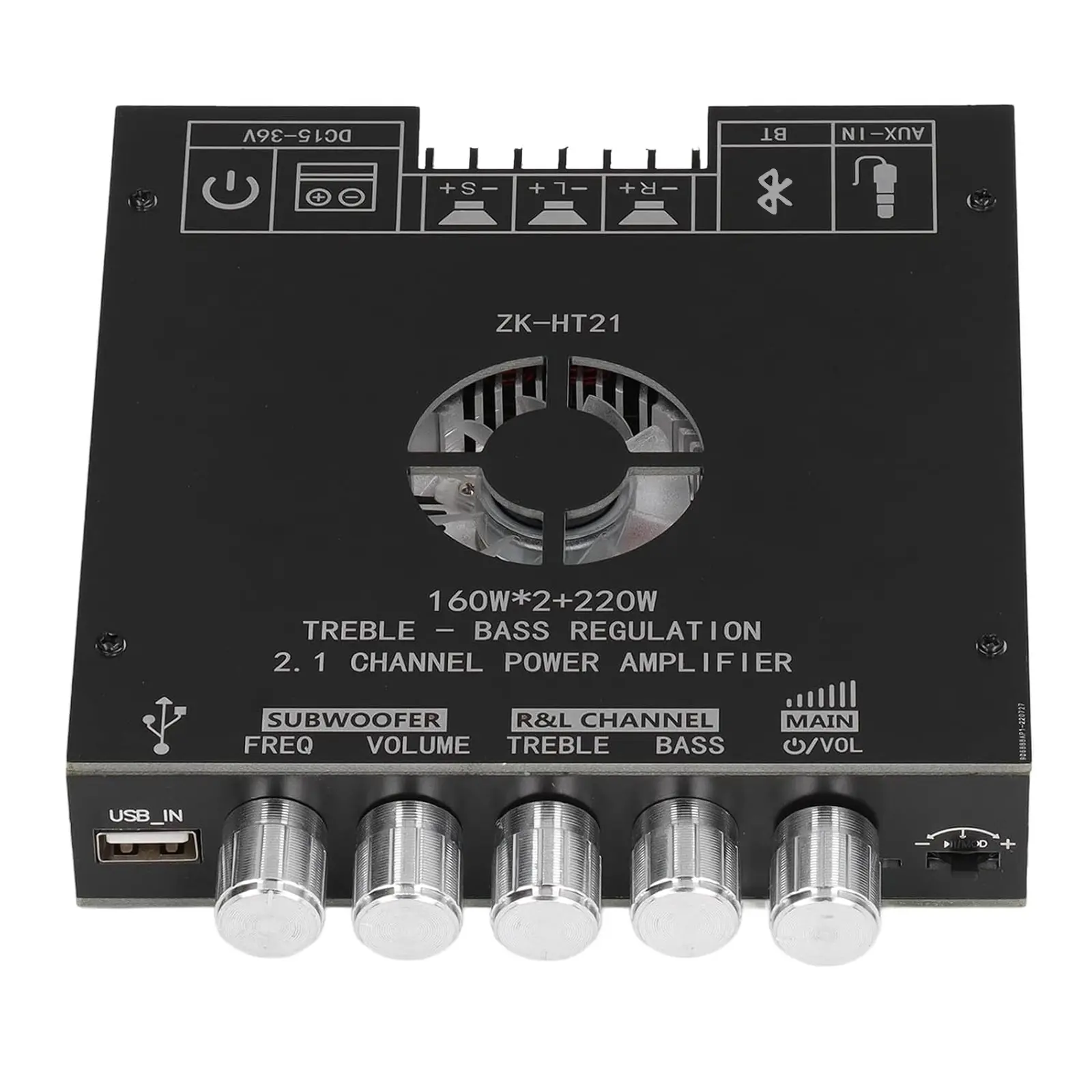 BT Amplifier Board,  2.1 Channel Treble Bass Regulation 160W x 2+220W Subwoofer Stereo Mini Audio Power Amplifier Module TDA7498E HiFi Chips,BT USB AUX Input DC 15-36V for DIY Home Speakers, Signal Amplifier