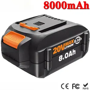 High efficiency 8.0AH For WORX WA3575 20V MAX Extend Lithium Battery Pack 20 Volt WA3520 WA35