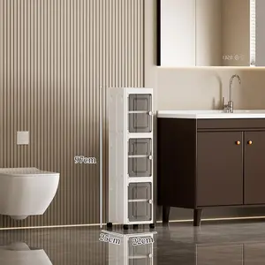 5-Tier Stackable Plastic Storage Organizer with Wheels & Lids | Collapsible Folding Bins for Living Room Office Dorm (White)