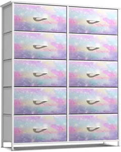 Sorbus Kids Dresser with 10 Drawers - Fabric Storage Chest for Clothes