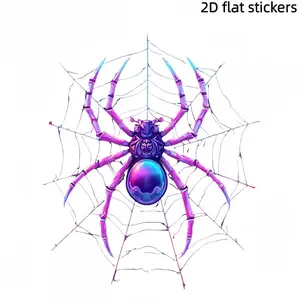 set of colorful neon spider web stickers| Mysterious Purple-Blue Gradient Spider Pattern Vinyl Art Sticker, Suitable for Car Body, Car Window, Laptop, Tablet, Motorcycle| Avant-garde and durable self-adhesive design