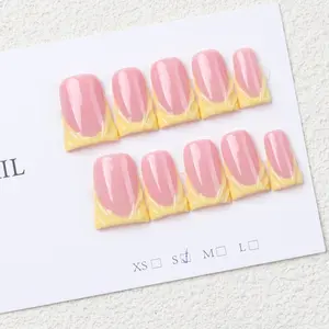 10-Piece Y2K Duckbill French False Nails Set, Reusable Handmade Press On Fake Nails, 3D Thread Design, Perfect for Daily Wear, Parties, Holidays