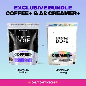 Everyday Dose Coffee+ Mild Roast | Beverage A2 Probiotic Creamer+ | Coffee Blend with Lion's Mane, Chaga, L-Theanine, and Collagen Protein | 14 Serving