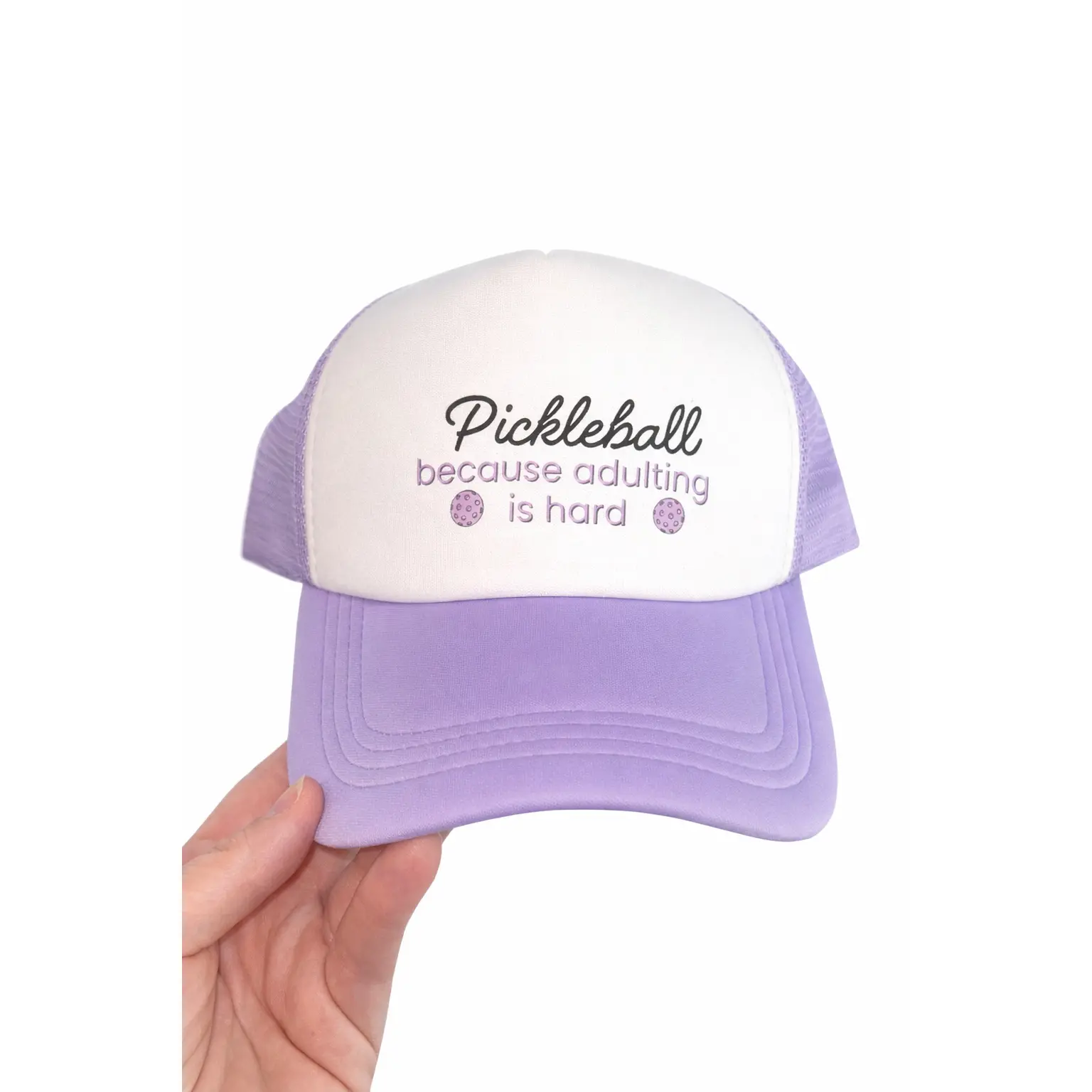 Pickleball “Because Adulting is Hard” Trucker Hat – Funny Pickleball Hat for Women