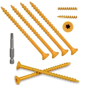 100Pack  Deck Screw #10 x 3 Exterior Decking Screws with 1 count T25  Bit Rust Resistant Epoxy Coated, Torx/ Drive  3 Inch  Deck Screws for Wooden