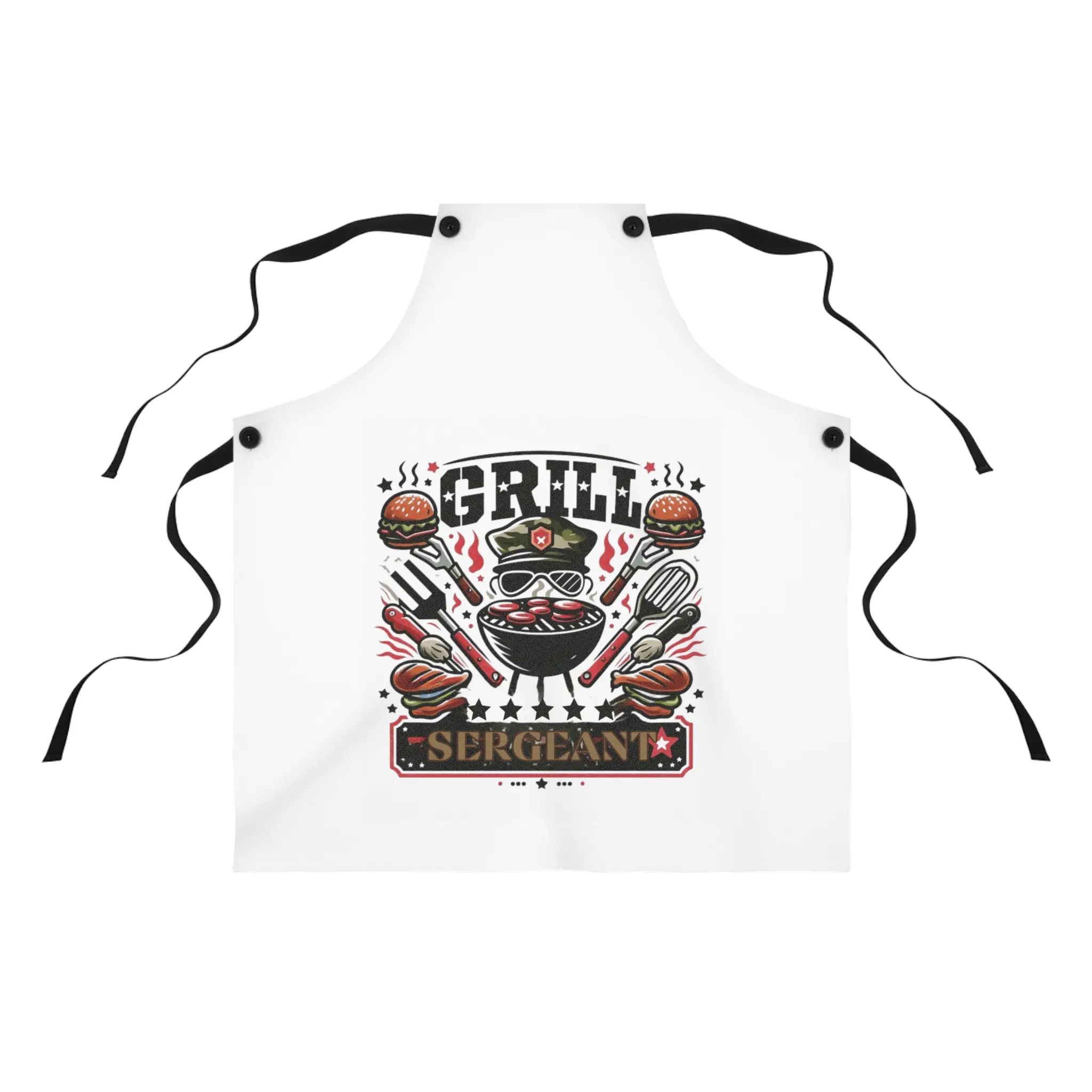 Grill Sergeant Apron - Funny Cooking BBQ Lover Gift Chef Apron for Men, Custom Grill Apron, Kitchen Apron