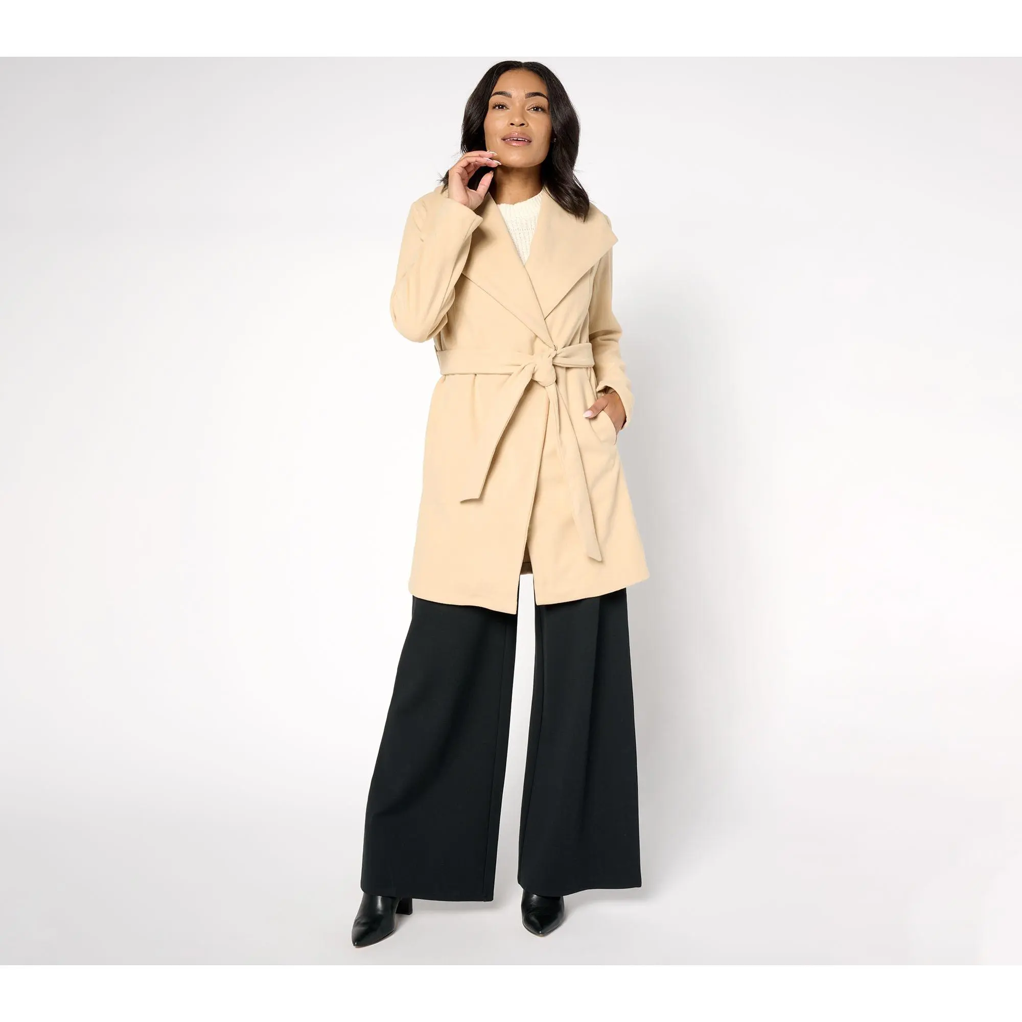 Studio Park x Amy Stran Brushed Double Knit Wrap Coat