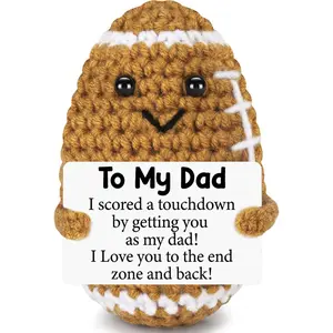Mini Funny Football Crochet Gifts Ideas for Dad Present,Dad Gifts from Daughter Son Wife, Positive Handmade Crochet Dad Christmas Birthday Gift, Funny Cute Small Gifts for Dads, I Love You Girl Papa Gift Idea, Unique Doll for Step-Dads Football