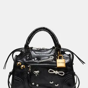 Steve Madden RIGGS BAG EMBELLISHED BLACK DISTRESSED