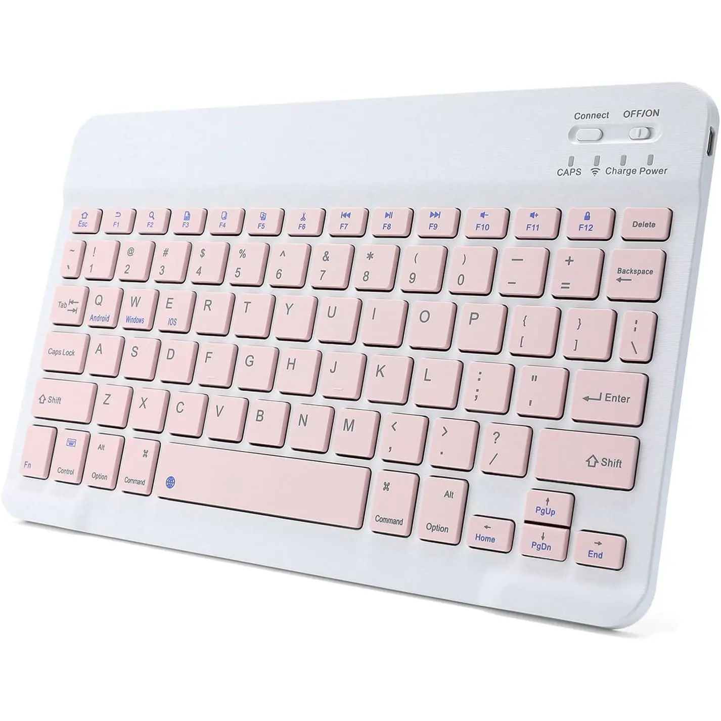 P-KBB04   Ultra-Slim Rechargeable Bluetooth Keyboard Portable Wireless Keyboard for iPad A16 11th 10th Generation, iPad Pro iPad Air iPad mini iPhone, Android Samsung Galaxy Tablet Smartphone Cell Phone (Pink)