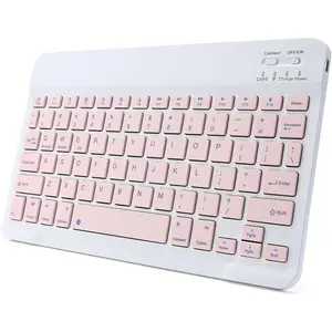 P-KBB04   Ultra-Slim Rechargeable Bluetooth Keyboard Portable Wireless Keyboard for iPad A16 11th 10th Generation, iPad Pro iPad Air iPad mini iPhone, Android Samsung Galaxy Tablet Smartphone Cell Phone (Pink)