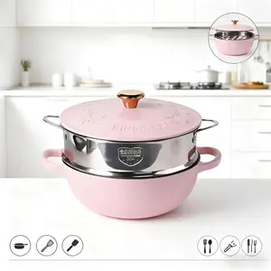 Enamel Embossed Cast Iron Stockpot Stew Pot Durable Cookware with Lid, Heat Resistant Dual Handles, Non-Stick Coating, Easy Clean, Multi-Cooking Use, Kitchen Gift Set