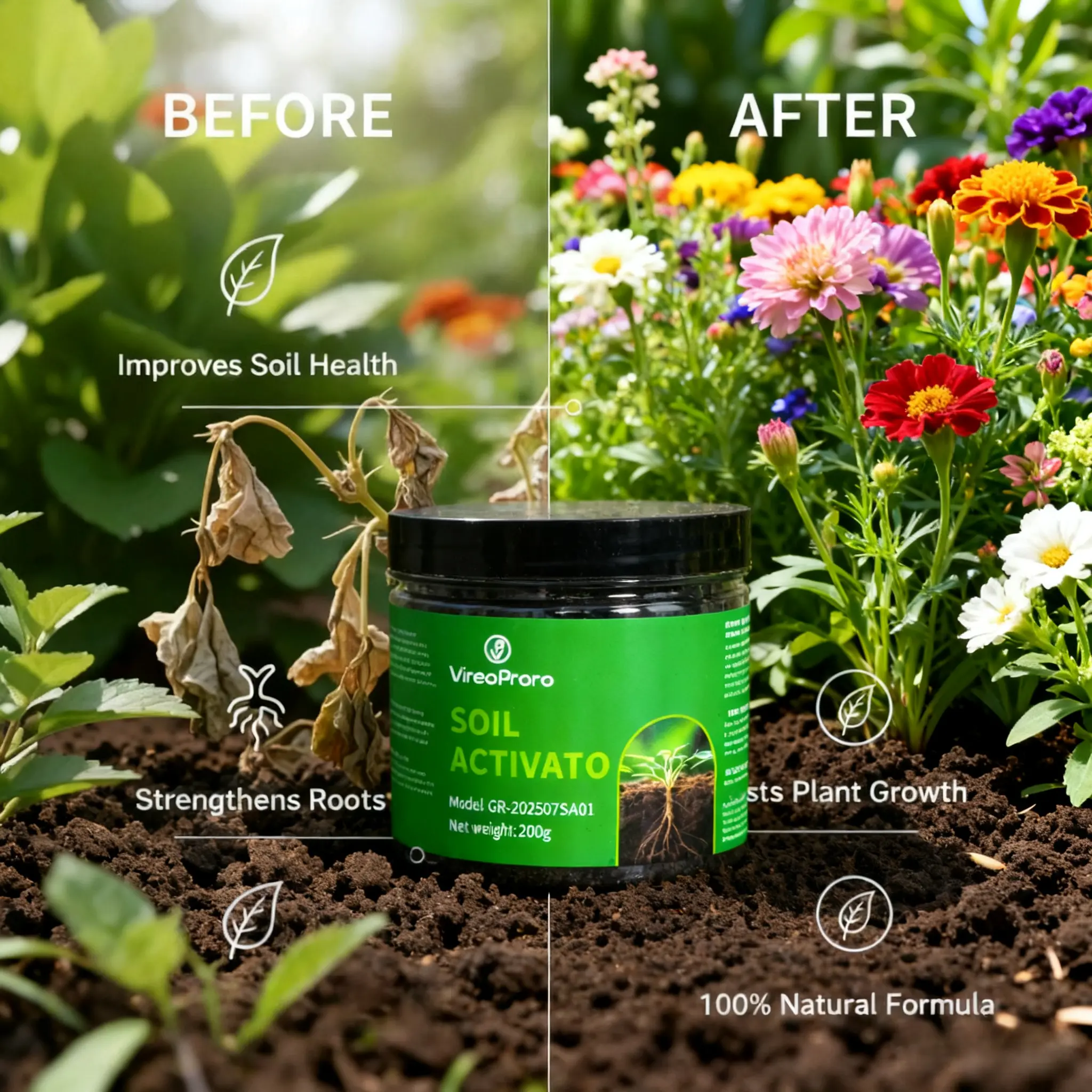 E01   Organic Plant Growth Booster and Soil Activator for Flowers, Vegetables, and Fruit Trees – Supports Healthy Roots and Strong Plant Growth