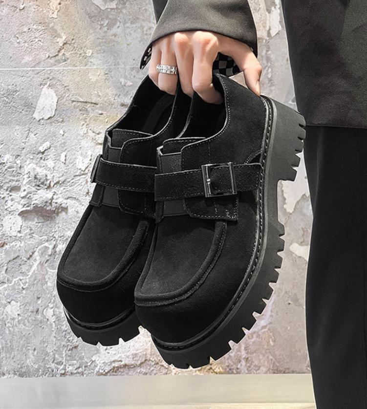 Men's Retro Platform Moccasins Simple Buckle Flattering Silhouette Street Fashion