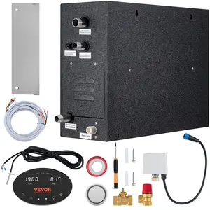 【DealsForYouDays】VEVOR 12KW Steam Shower Generator,  Segmented Heating & Temperature Customization & 24h Timer Steam Kit, Automatic Drainage Home Steam Shower System Tested to UL Standards