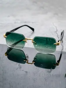 Trendy Square Frameless Fashion Glasses, Unisex Lightweight PC Lenses Eyewear for Daily Wear & Parties, Stylish Glasses