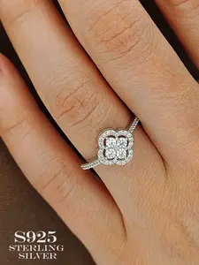 Four-Leaf Clover Lucky Ring, Luxurious Micro-Inlay Craftsmanship, Birthday Anniversary Thoughtful Gift, Girlfriend Surprise Jewelry