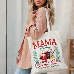 Mama Claus Tote Bag, Christmas Shopping Bag, Christmas Crew Gifts for Moms