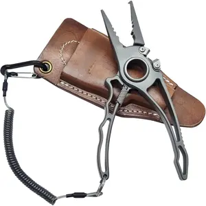 Titanium Fishing Pliers, Premium Saltwater Fishing Gear, Tungsten Cutters, Split Ring Hook Remover, Knot Tying Tool with Lanyard, Ice Fishing, Sea Fishing Kit Gifts  Men