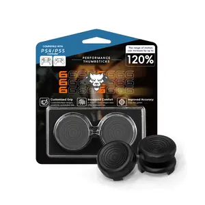 Black FPS Thumb Grip Set Joystick Cap Analog Stick Cap,  No-Slip Thumb Grips, 1 High Rise, 1 Mid Rise, Compatible with PS5/PS4 Controller/Console