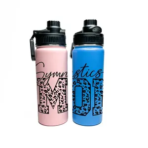 Personalized Insulated Stainless Steel Cheetah Print Gymnastics Mom Hydro Bottle – Custom Name 18oz/32oz Sports Water Bottle, Gymnast Gift, BPA-Free Vacuum Flask for Workout, Travel, Fitness