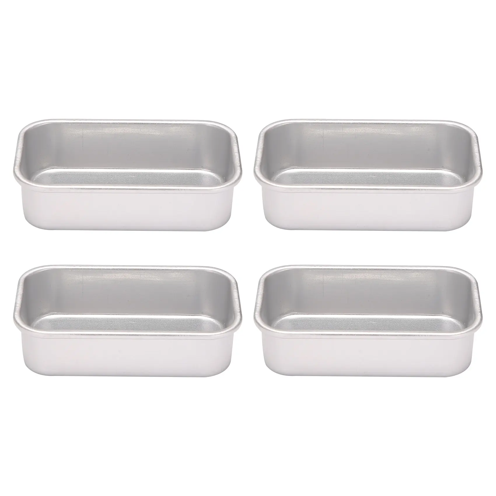 4Pcs Aluminum Alloy Non-Stick Rectangular Loaf Tin Baking Molds, Essential Bakeware for Loaf Baking, Home Baking Supplies, Bake, 120X70x31mm