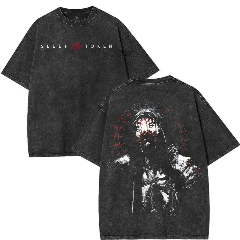 Sleep Token Vessel Washed T-Shirt Rock Band Graphic Tee Unisex Oversized Acid Washed Cotton Gift for Gothic Punk Emo, Gift for Music Enthusiast Vintage Top, Siemens