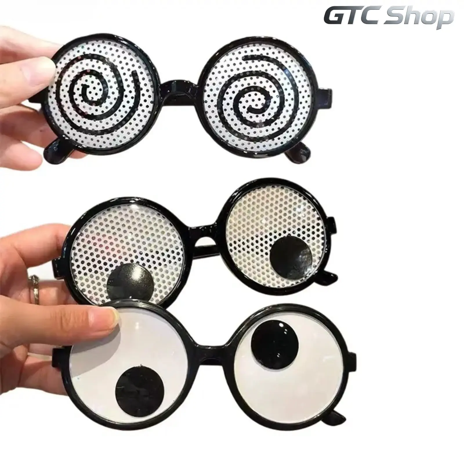 3-Pack Googly Eye Novelty Sunglasses Set, Wacky Spiral Funny Cartoon Party Shades, Comfortable Sports & Outdoor Accessories for Costume Parties, Photo Booth Props