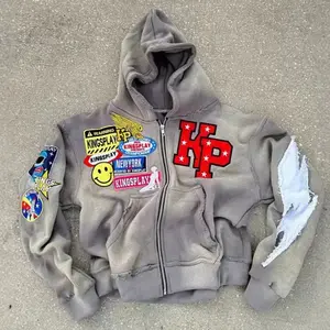 Unisex Letter Print Fashion Hoodie Zipper Casual Jacket Y2K Hip Hop Harajuku Jacket