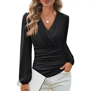 Blouses for Women Dressy Casual, Wrap Tops Work Shirts, 2026 Summer Business Outfits