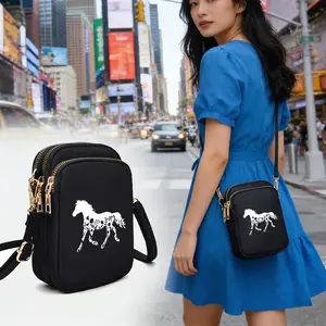 Horse Print Crossbody Bag - Lightweight Phone Purse with Headphone Jack, Multi-Pocket Storage, 3 Colors, for Travel & Daily Commute, Perfect Gift