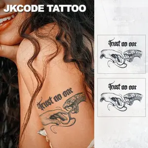 Trust No One Snake & Spider Temporary Tattoo Stickers, Waterproof Long-Lasting 15 Days, Unisex Rock Hip-Hop Style, Men Women, Sticker Tattoos