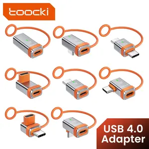 Toocki 90 Degree Multi-Functional 240w Adapter, Usb Port Adapters, Fast Charging Type C Male/female to Type C Female/male Converter, Usb4.0 40gbps 8k 60hz, Silicone Lanyard