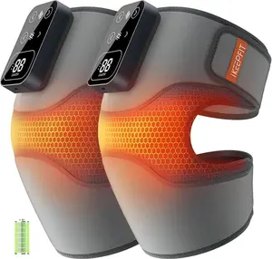 IKEEPFIT MAXwarm 4.0 Cordless Knee Massager with Heat Vibration for arthritis Pain Relief Electric Heated Knee Brace 5 Heat Levels 3 Massage Modes Grey Single patella gel pad